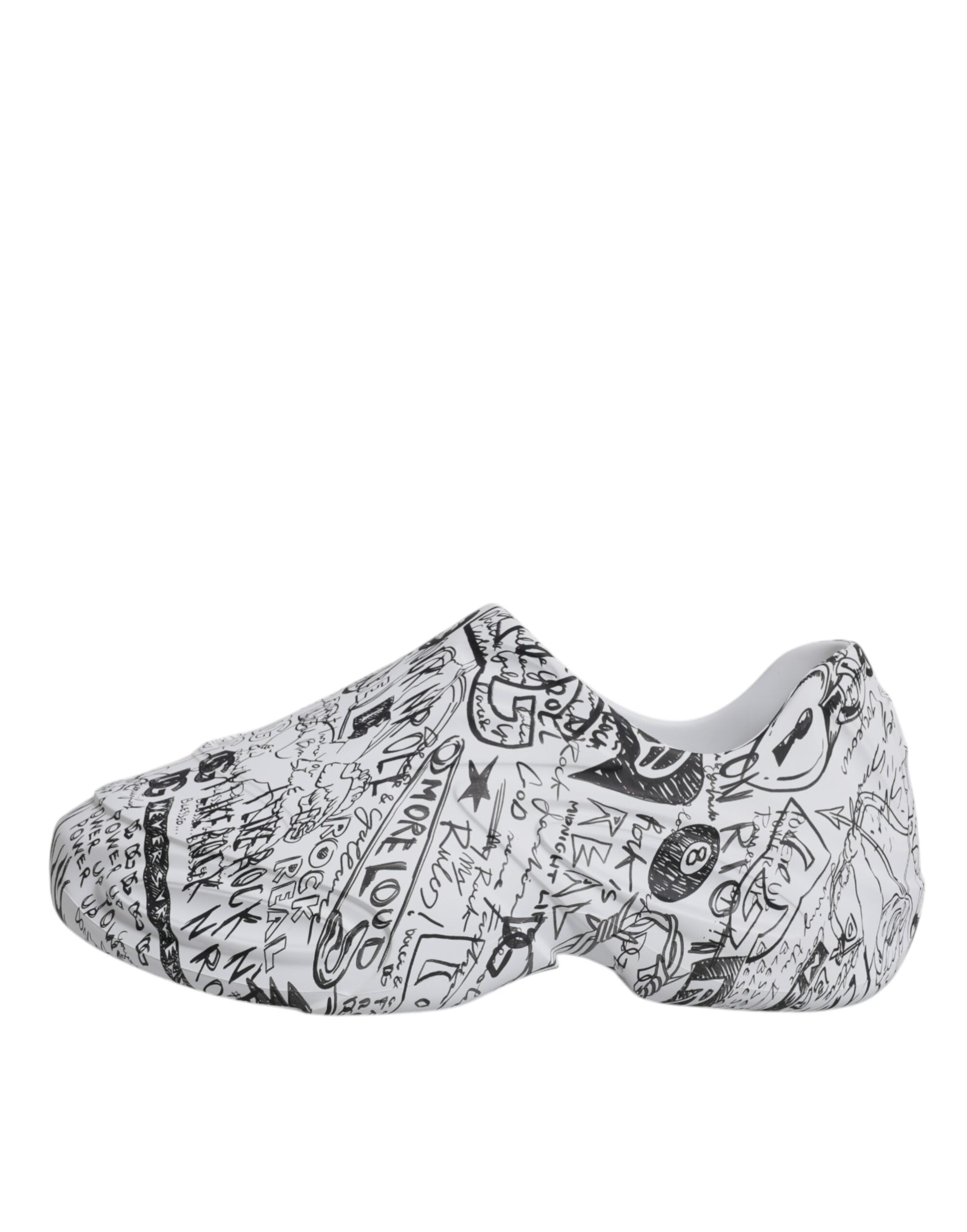 Chaussures Sneakers Dolce & Gabbana Daymaster en blanc et noir avec motifs graffiti, chaussures de mode pour homme.