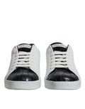 Chaussures sneakers Portofino en cuir blanc et noir de Dolce & Gabbana, élégantes et modernes.