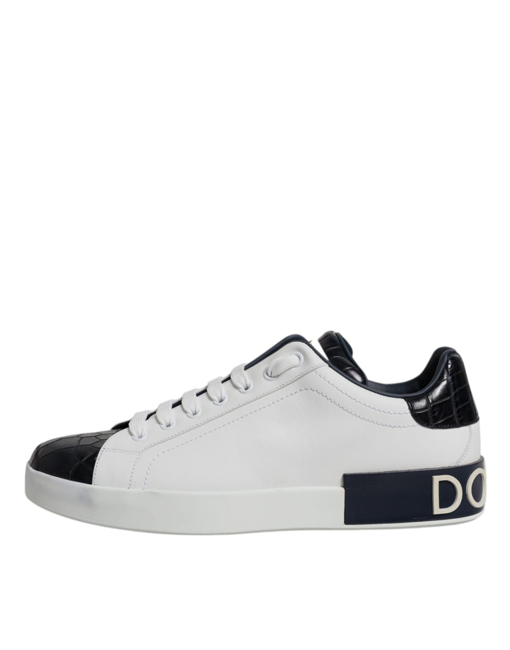Chaussures sneakers Portofino en cuir blanc et noir de Dolce & Gabbana, chaussures élégantes et confortables pour homme