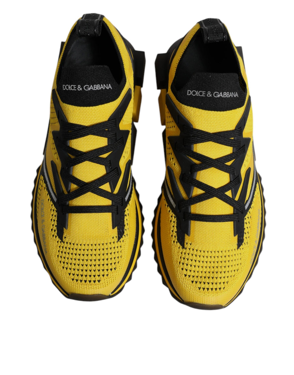 Chaussures de sport Dolce & Gabbana Sorrento jaunes en stretch pour homme, vue de face avec détails de design.