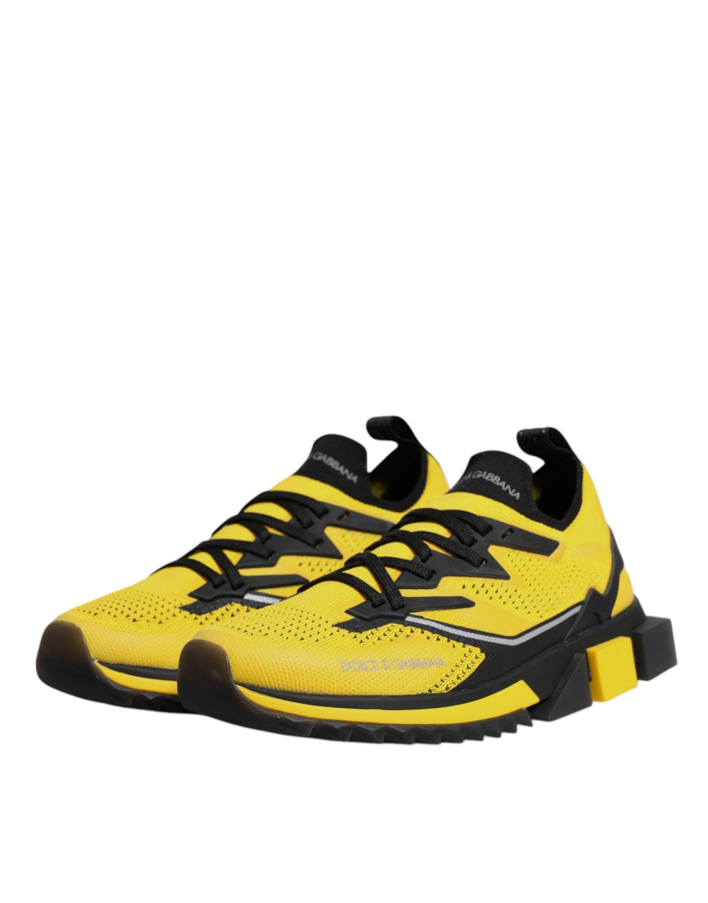Chaussures de sport Dolce & Gabbana Sorrento jaunes en stretch, baskets modernes pour homme.