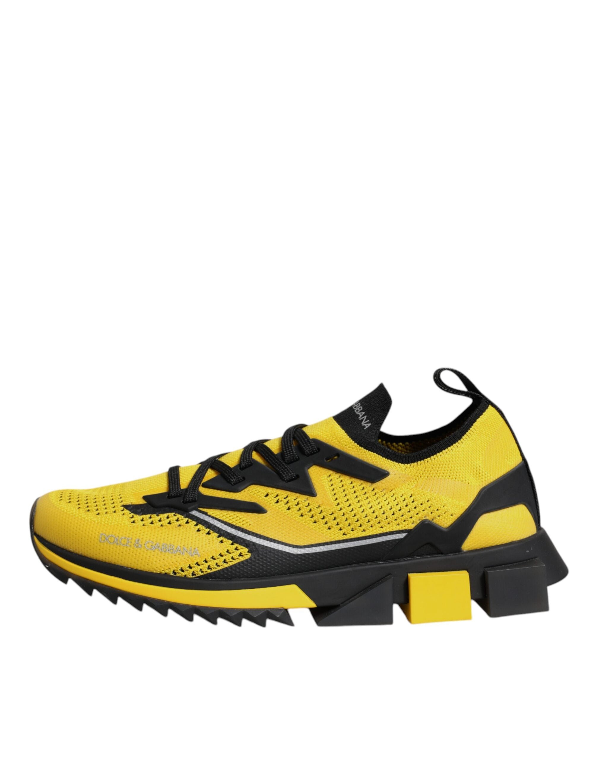 Chaussures de sport Dolce & Gabbana Sorrento jaunes en stretch, sneakers élégants avec design sportif, vue de face.
