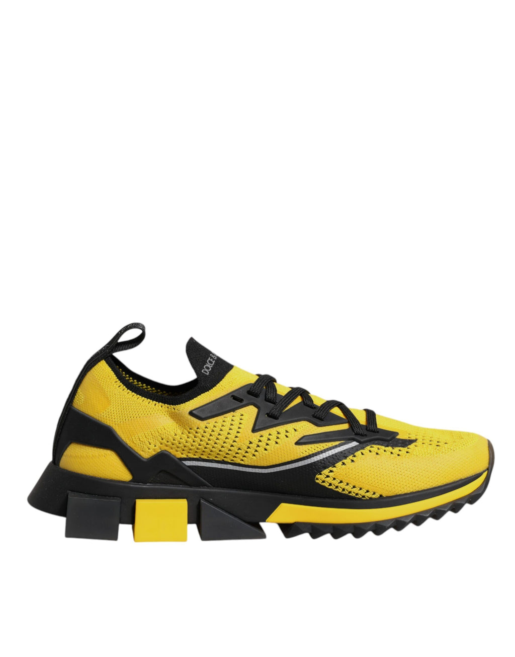 Chaussures de sport Dolce & Gabbana Sorrento jaunes, baskets stretch pour homme, vue de face avec détails de la semelle