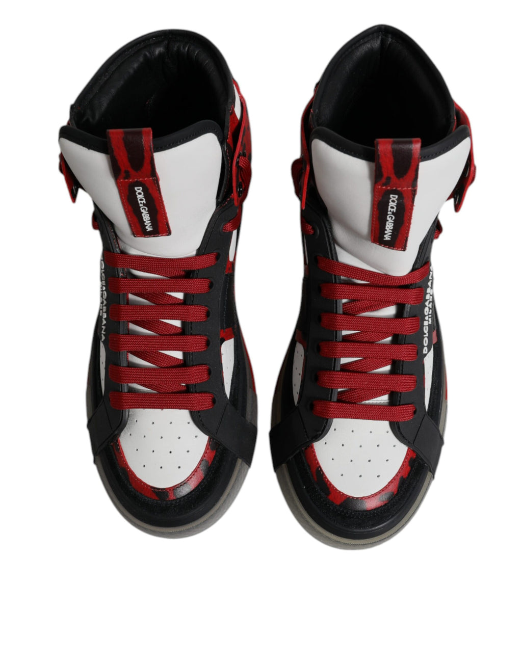 Sneakers montantes en cuir multicolore de Dolce & Gabbana, chaussures de sport élégantes pour homme.
