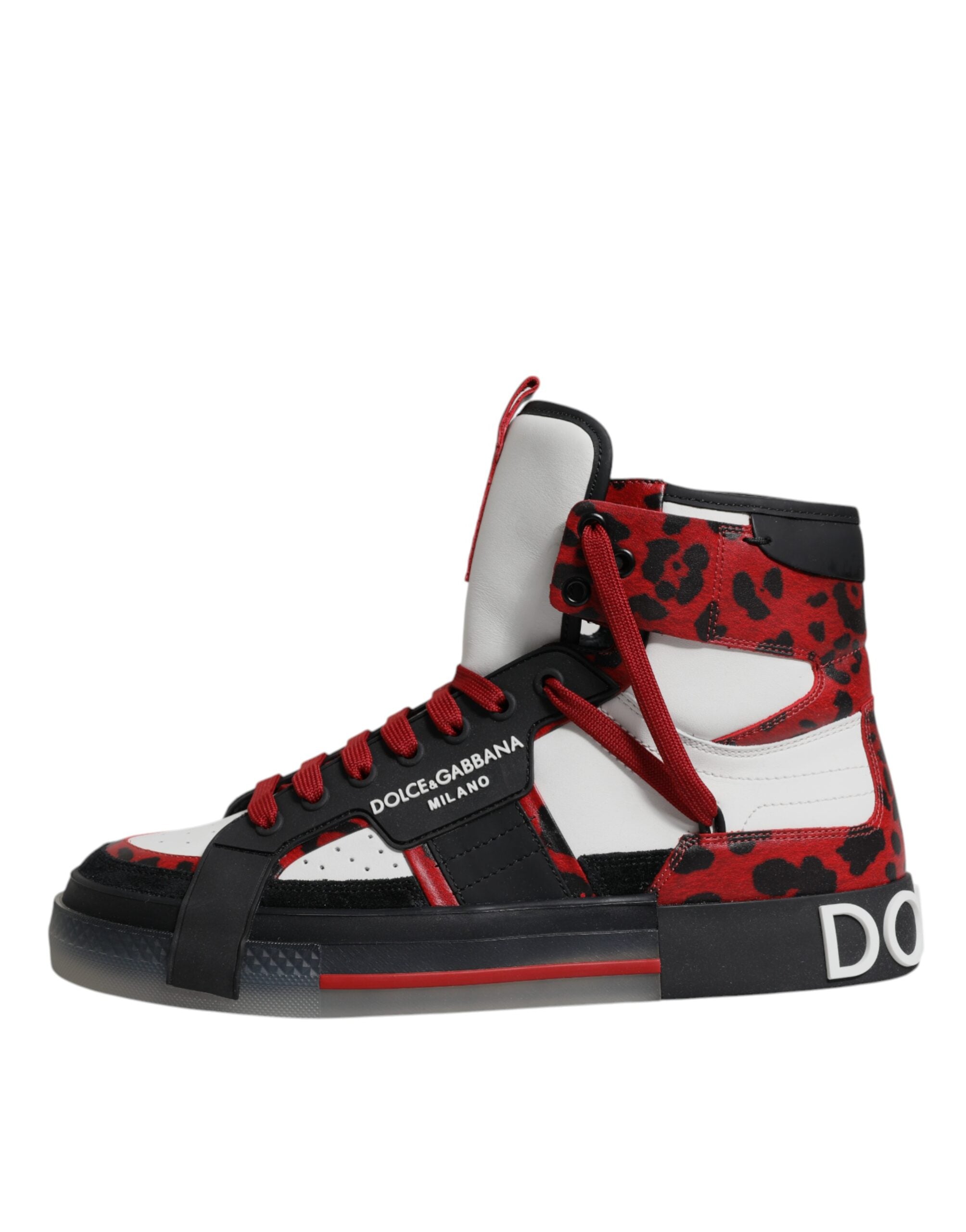 Chaussures sneakers montantes en cuir multicolore Dolce & Gabbana, style moderne et coloré, vue de face.