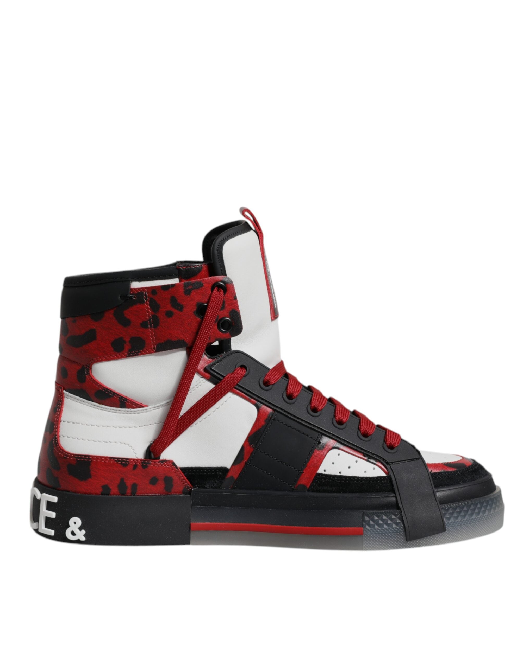 Chaussures sneakers montantes en cuir multicolore Dolce & Gabbana, style tendance et design coloré.