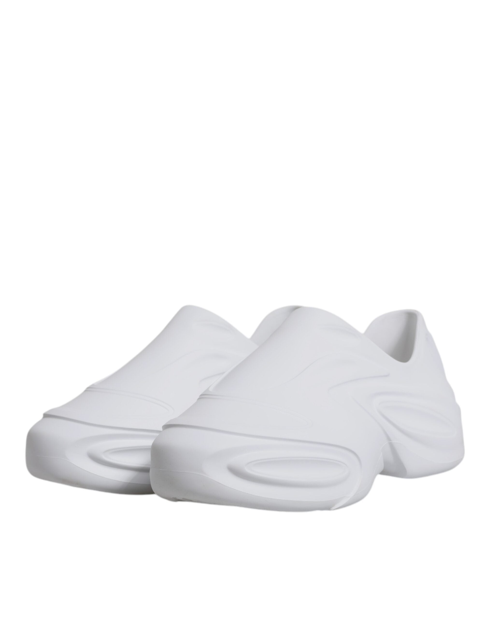 Chaussures sneakers basses blanches Dolce & Gabbana Daymaster pour hommes, vue de profil avec détails en cuir et logo de la marque