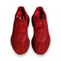 Chaussures sneakers basses en cuir rouge Dolce & Gabbana Daymaster, vue de face, avec détails de la semelle et du design.
