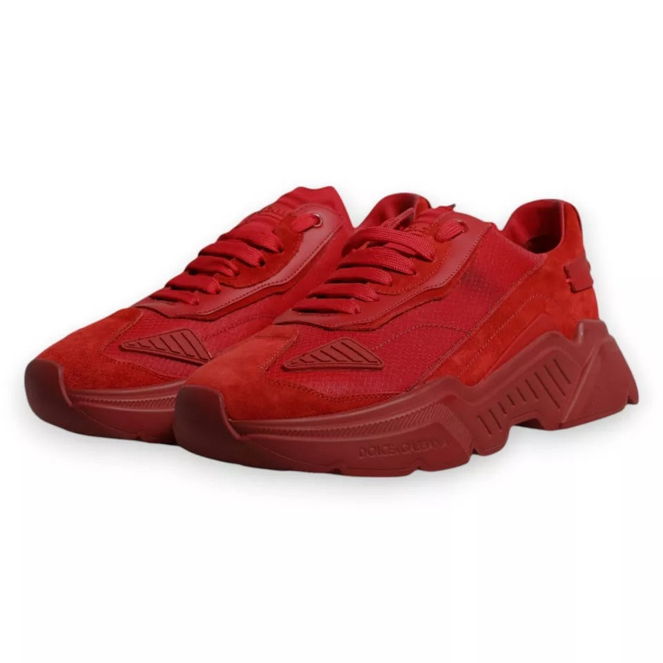Baskets basses en cuir rouge Dolce & Gabbana Daymaster, chaussures de mode pour homme.