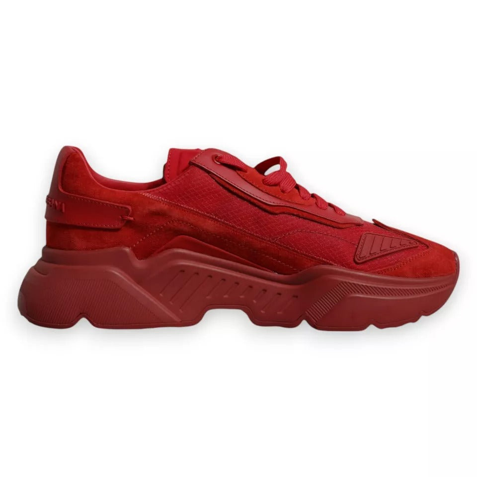 Chaussures basses Dolce & Gabbana Daymaster en cuir rouge, sneakers décontractés pour hommes avec semelle blanche.