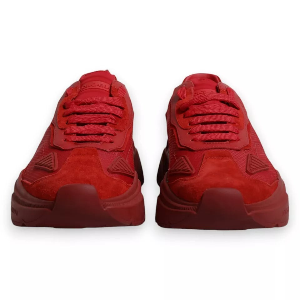 Chaussures sneakers basses en cuir rouge Dolce & Gabbana Daymaster, chaussures décontractées pour homme.