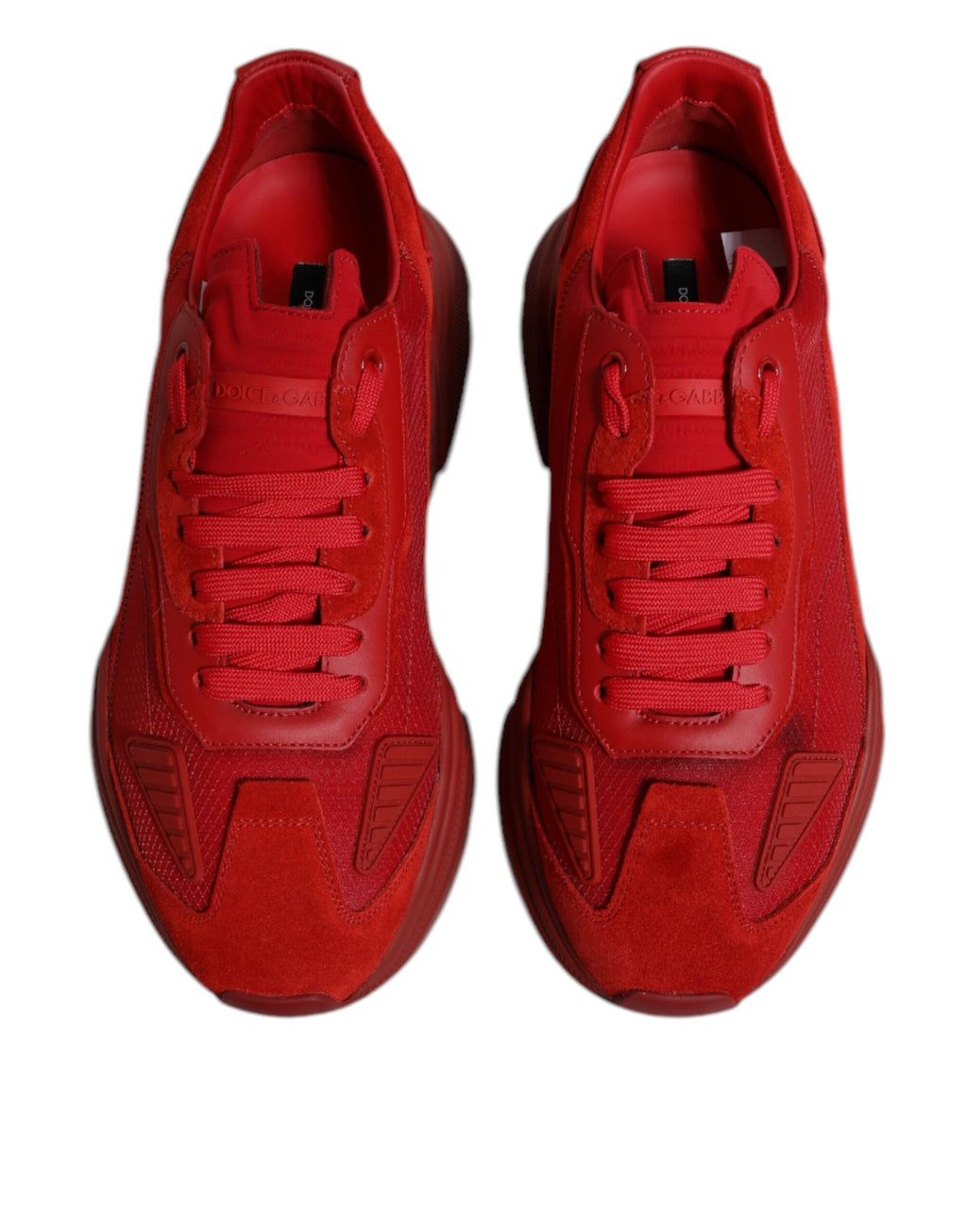 Chaussures Dolce & Gabbana Daymaster en cuir rouge, baskets basses élégantes avec semelle blanche.