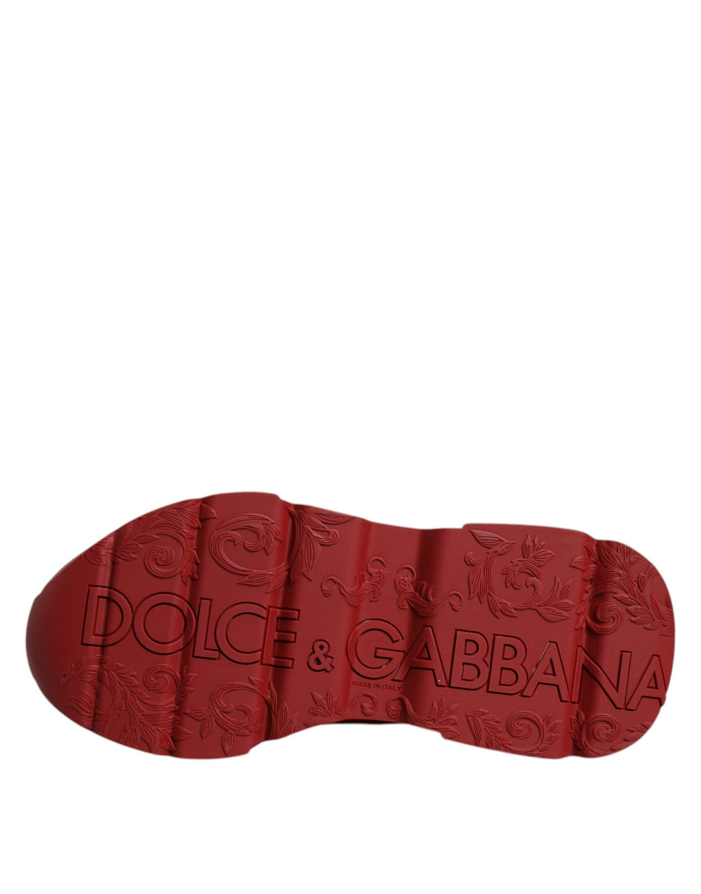 Chaussures basses Dolce & Gabbana Daymaster en cuir rouge, sneakers décontractés pour homme, vue de face.