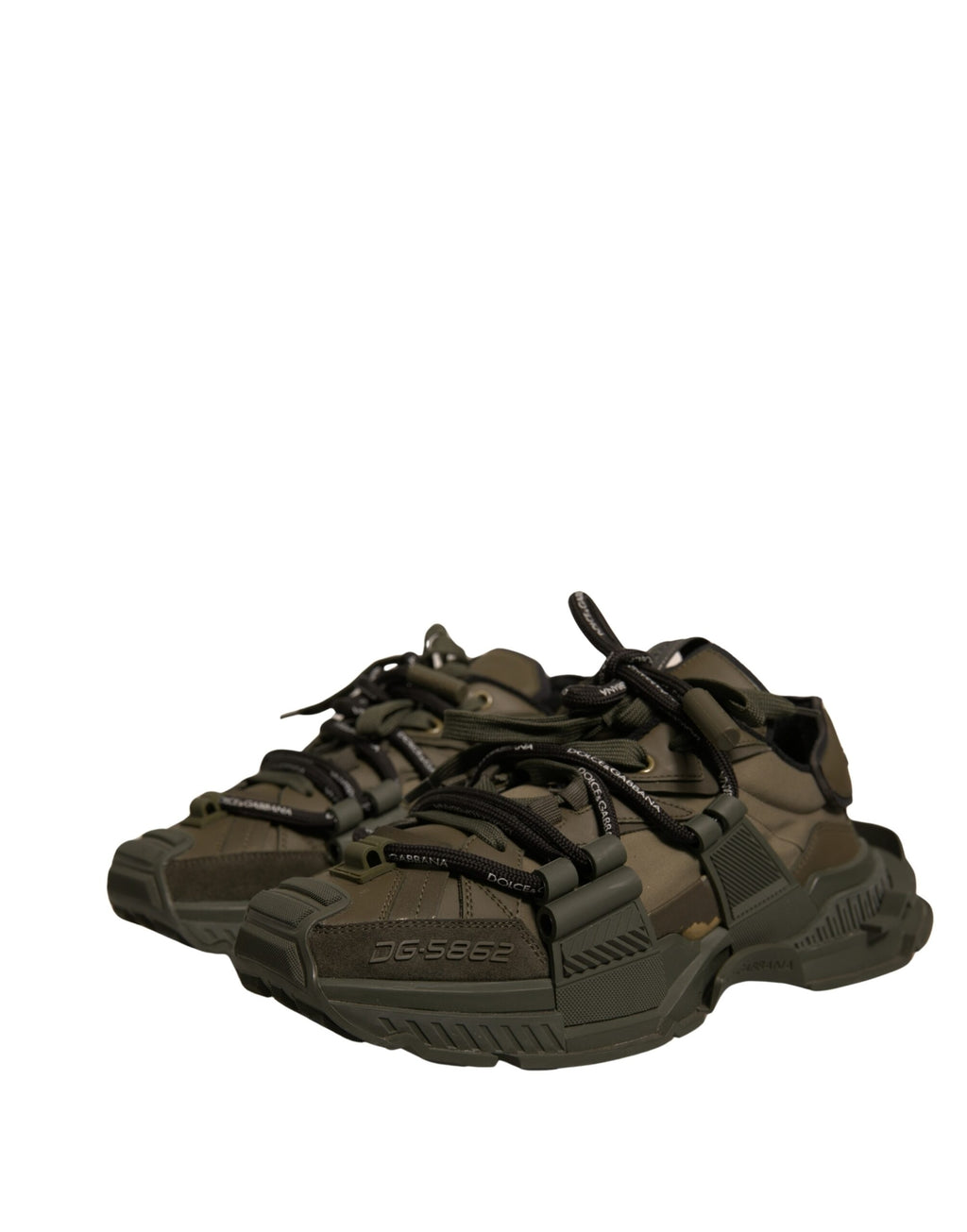 Chaussures Dolce & Gabbana Space en vert militaire, baskets basses de style urbain avec design moderne et détails tendance.
