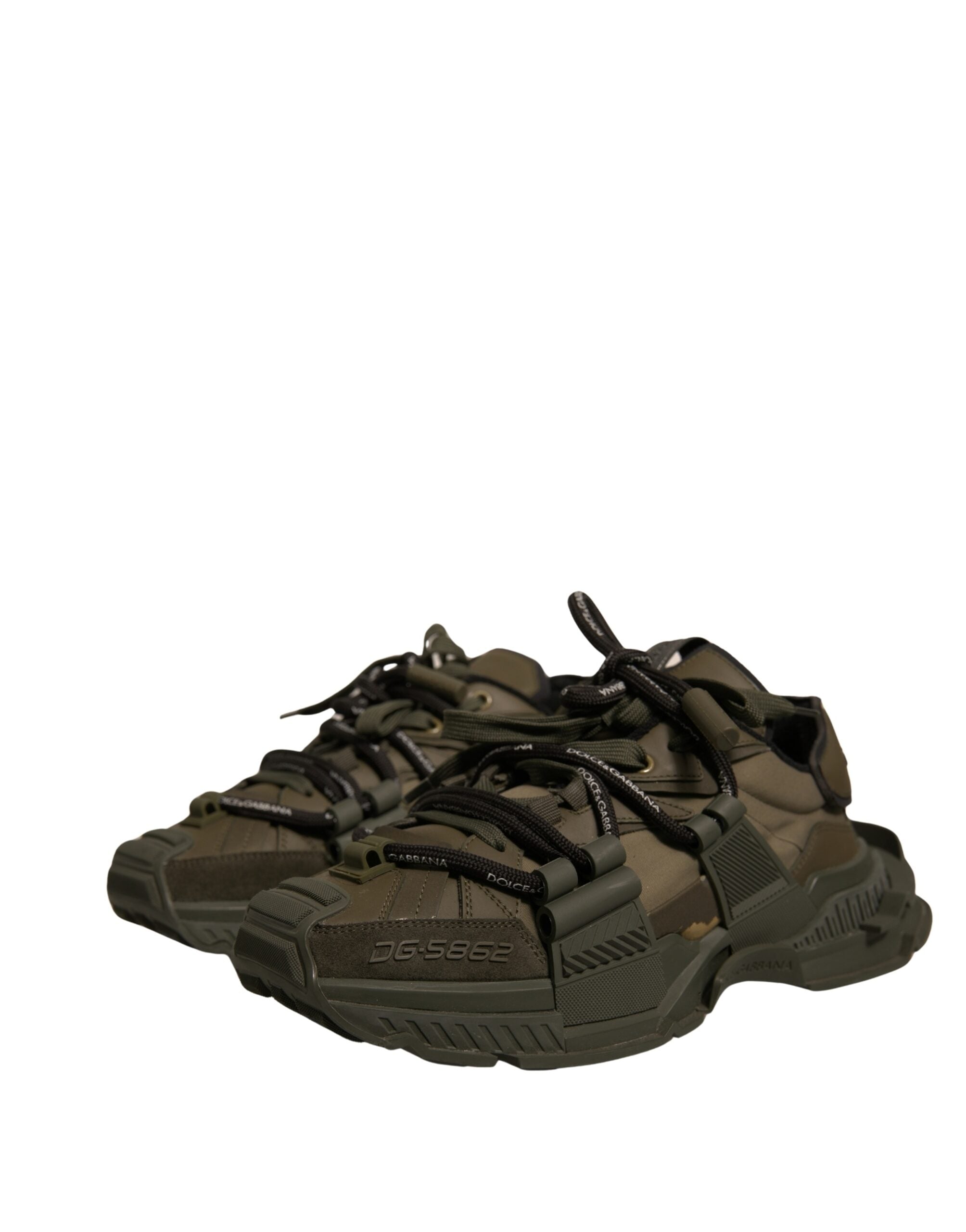 Chaussures Dolce & Gabbana Space en vert militaire, baskets basses de style urbain avec design moderne et détails tendance.