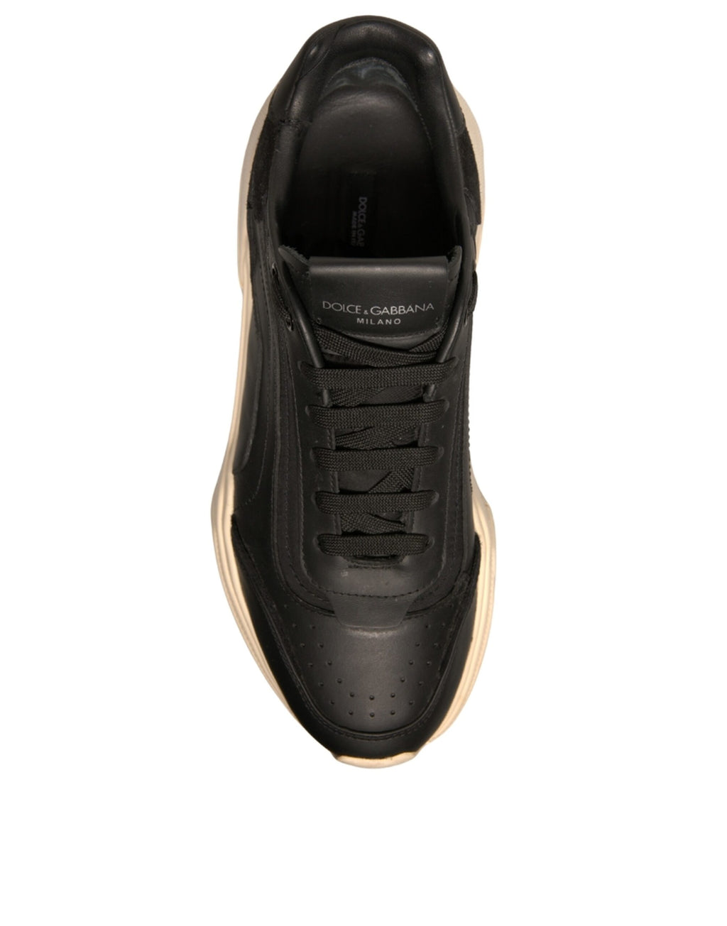 Baskets basses Dolce & Gabbana Daymaster noires et blanches, sneakers pour hommes, vue de face.