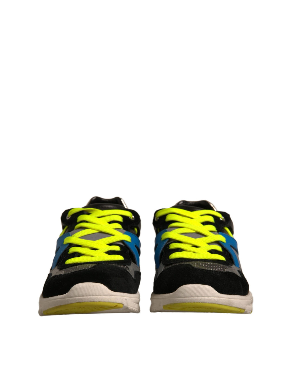 Chaussures sneakers basses en daim multicolore Dolce & Gabbana, baskets à semelle plate et design coloré.