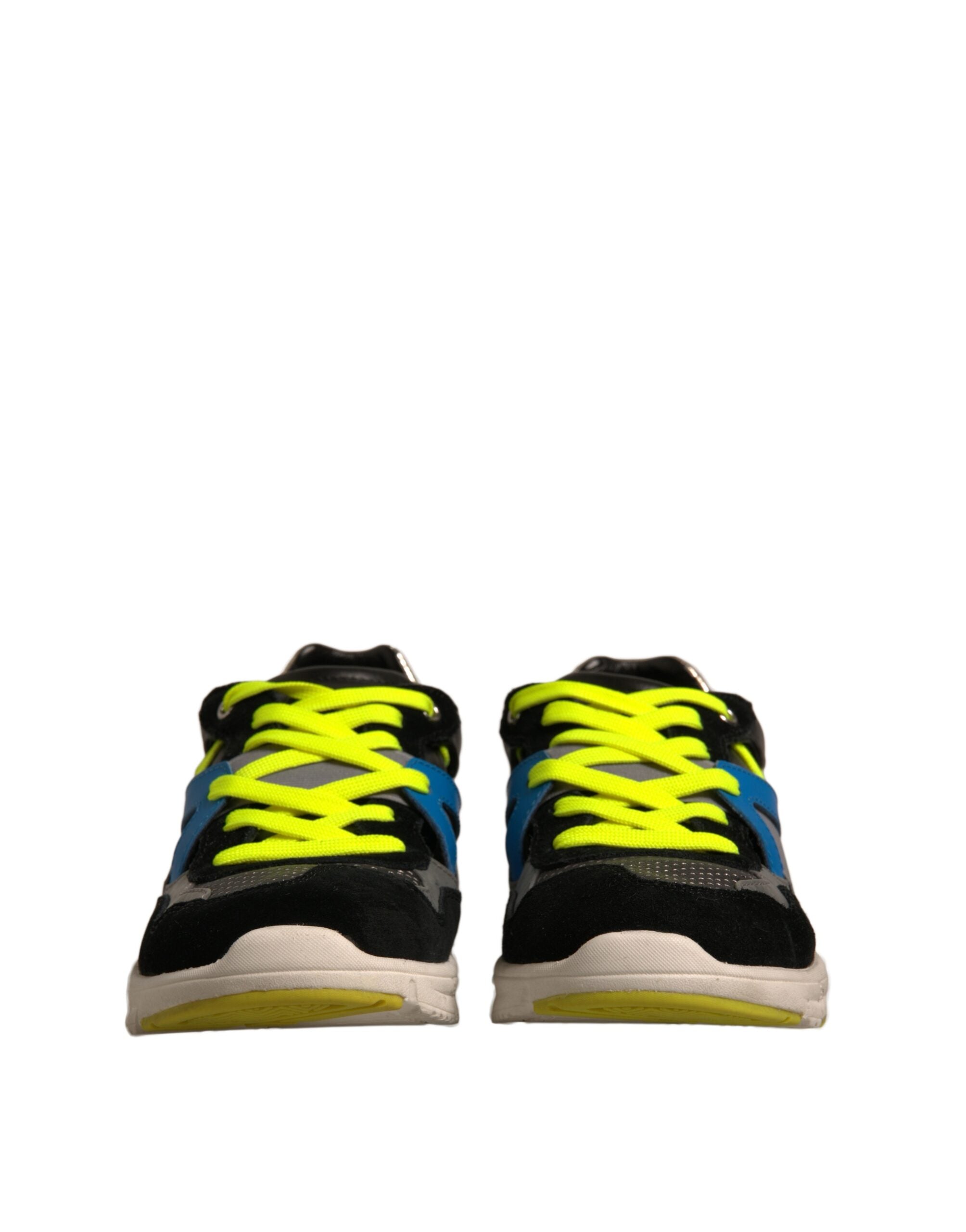 Chaussures sneakers basses en daim multicolore Dolce & Gabbana, baskets à semelle plate et design coloré.
