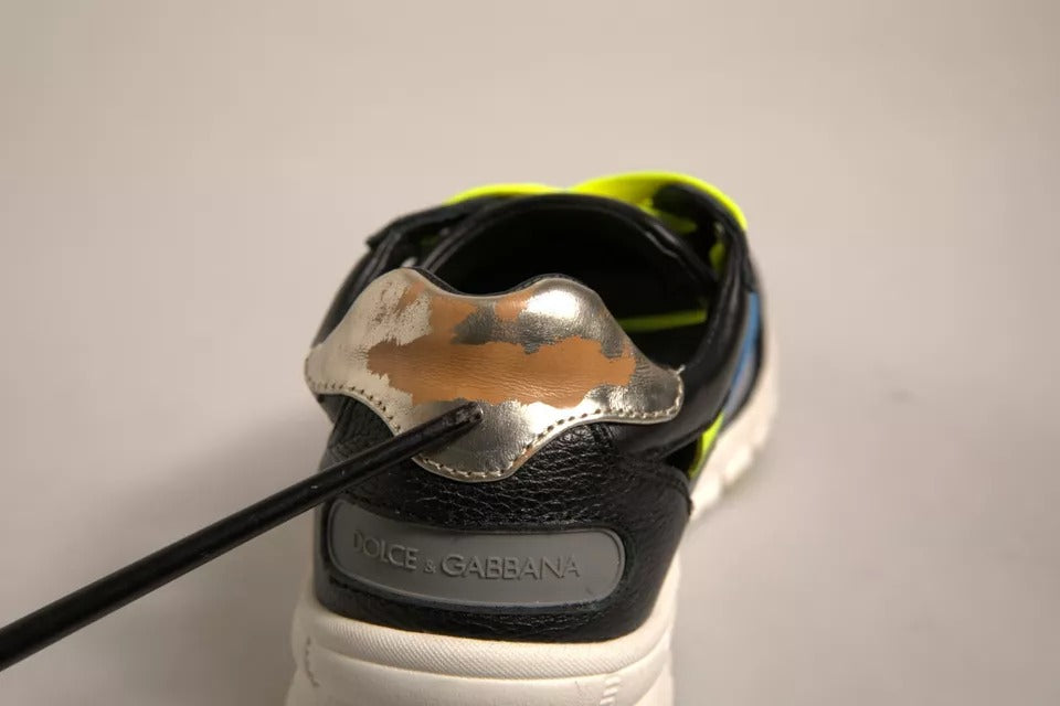 Chaussures sneakers basses en daim multicolore Dolce & Gabbana, style décontracté et moderne, vue de face.