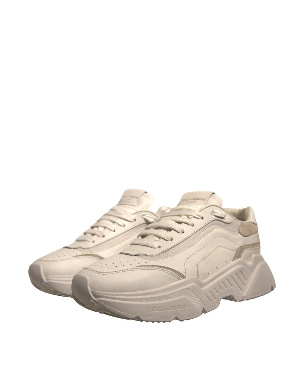 Chaussures sneakers basses Dolce & Gabbana Daymaster en cuir blanc, style élégant et moderne pour homme.