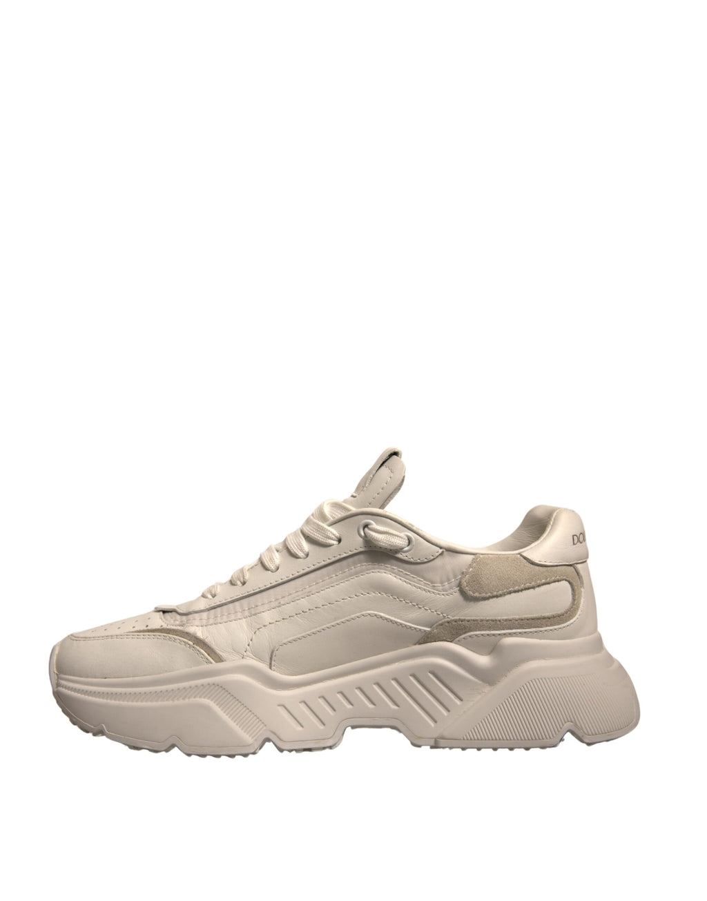 Chaussures sneakers basses blanches Dolce & Gabbana Daymaster en cuir, style décontracté et élégant, vue de côté.