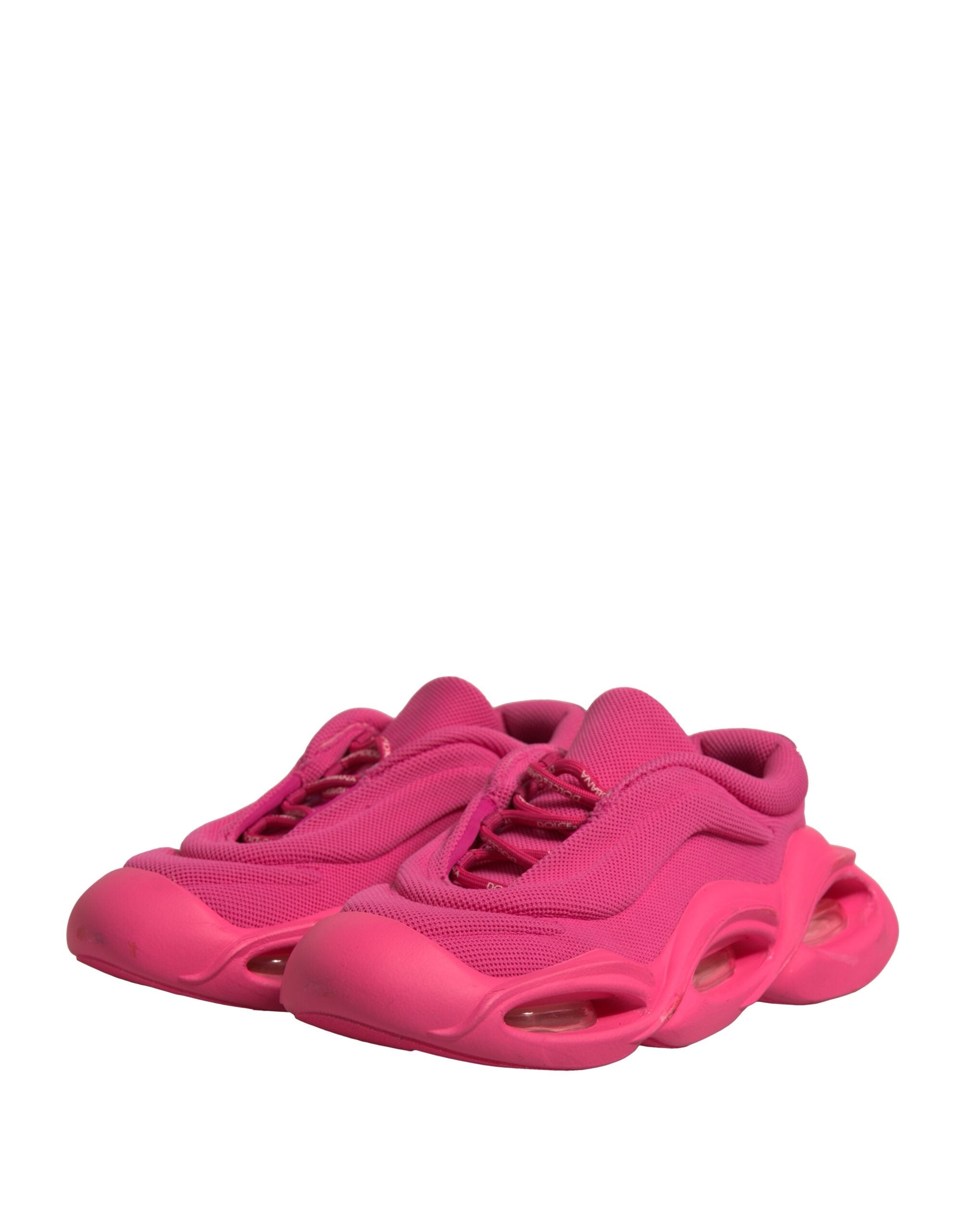 Sneakers hommes Dolce & Gabbana Pink Wave à lacets, semelle basse, design élégant et coloré, vue de face sur fond blanc.