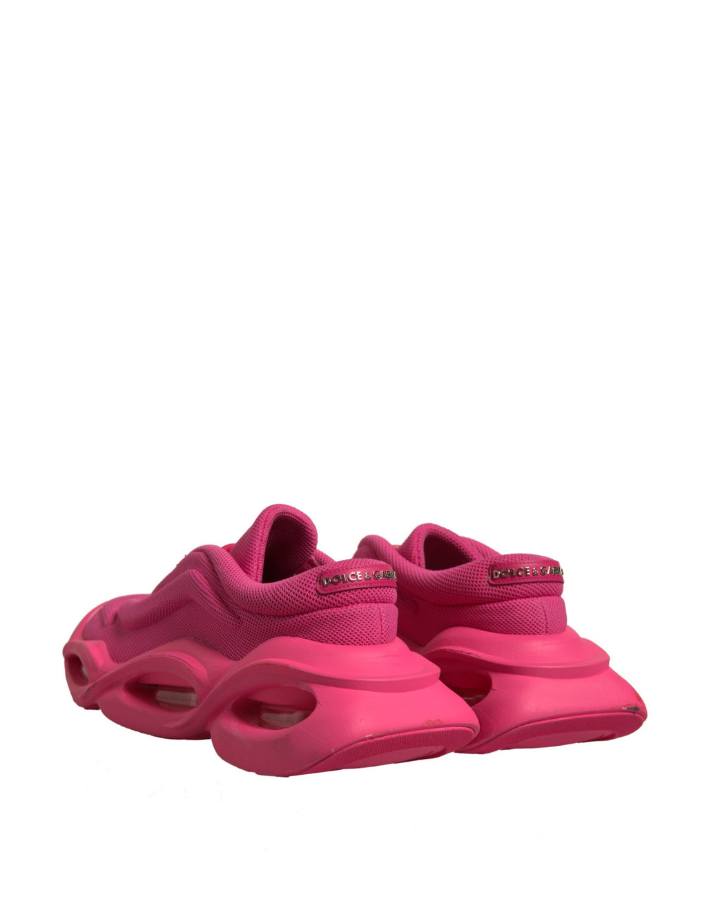 Chaussures sneakers basses Dolce & Gabbana Pink Wave pour hommes avec lacets, design tendance et coloris rose pâle.