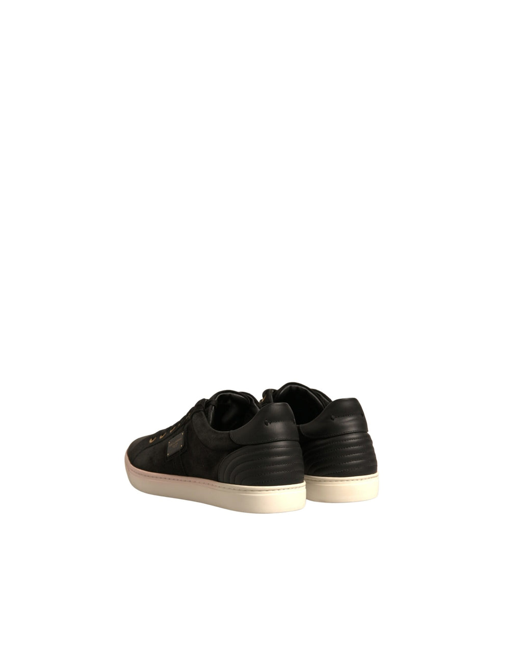 Chaussures pour hommes Dolce & Gabbana en cuir suédé noir avec logo, baskets élégantes et modernes.