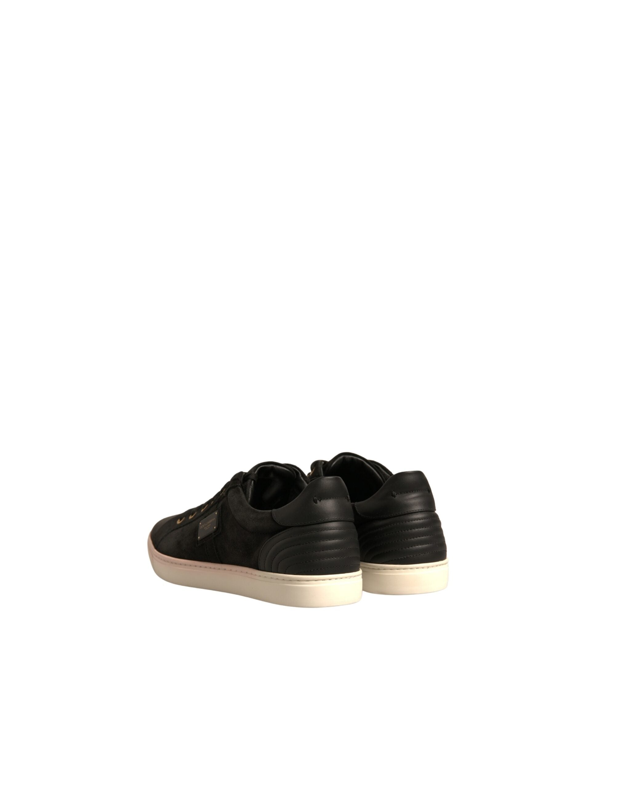 Chaussures pour hommes Dolce & Gabbana en cuir suédé noir avec logo, baskets élégantes et modernes.