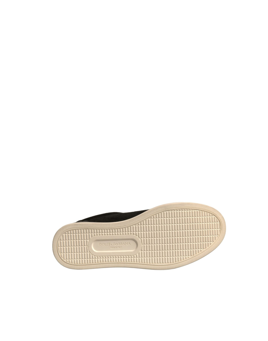 Chaussures sneakers pour hommes Dolce & Gabbana en cuir suédé noir avec logo, vue de face.