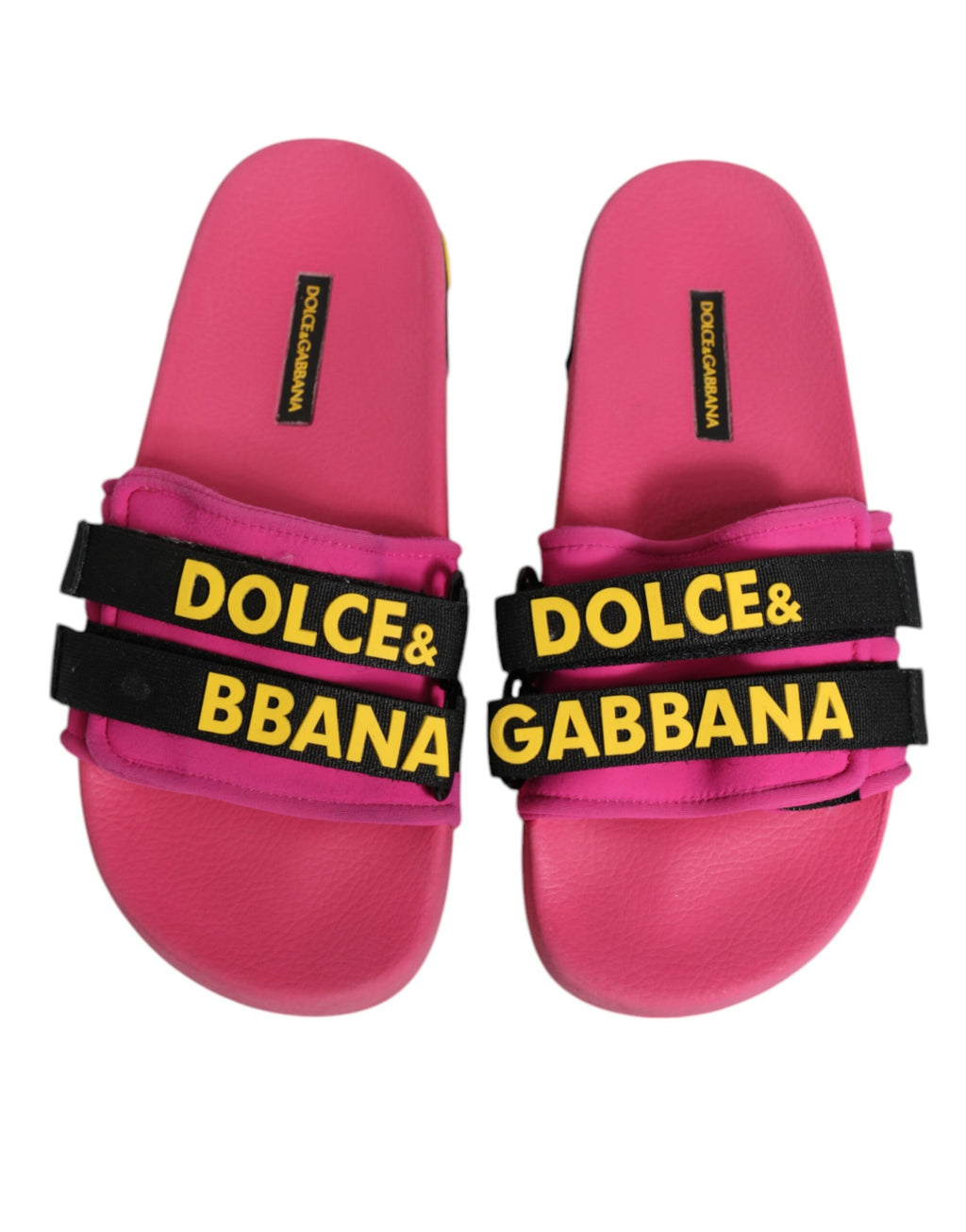 Sandales plates en néoprène fuchsia Dolce & Gabbana, chaussures d'été élégantes pour la plage, avec semelle confortable et style moderne.