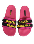 Sandales plates en néoprène fuchsia Dolce & Gabbana, chaussures d'été élégantes pour la plage, avec semelle confortable et style moderne.