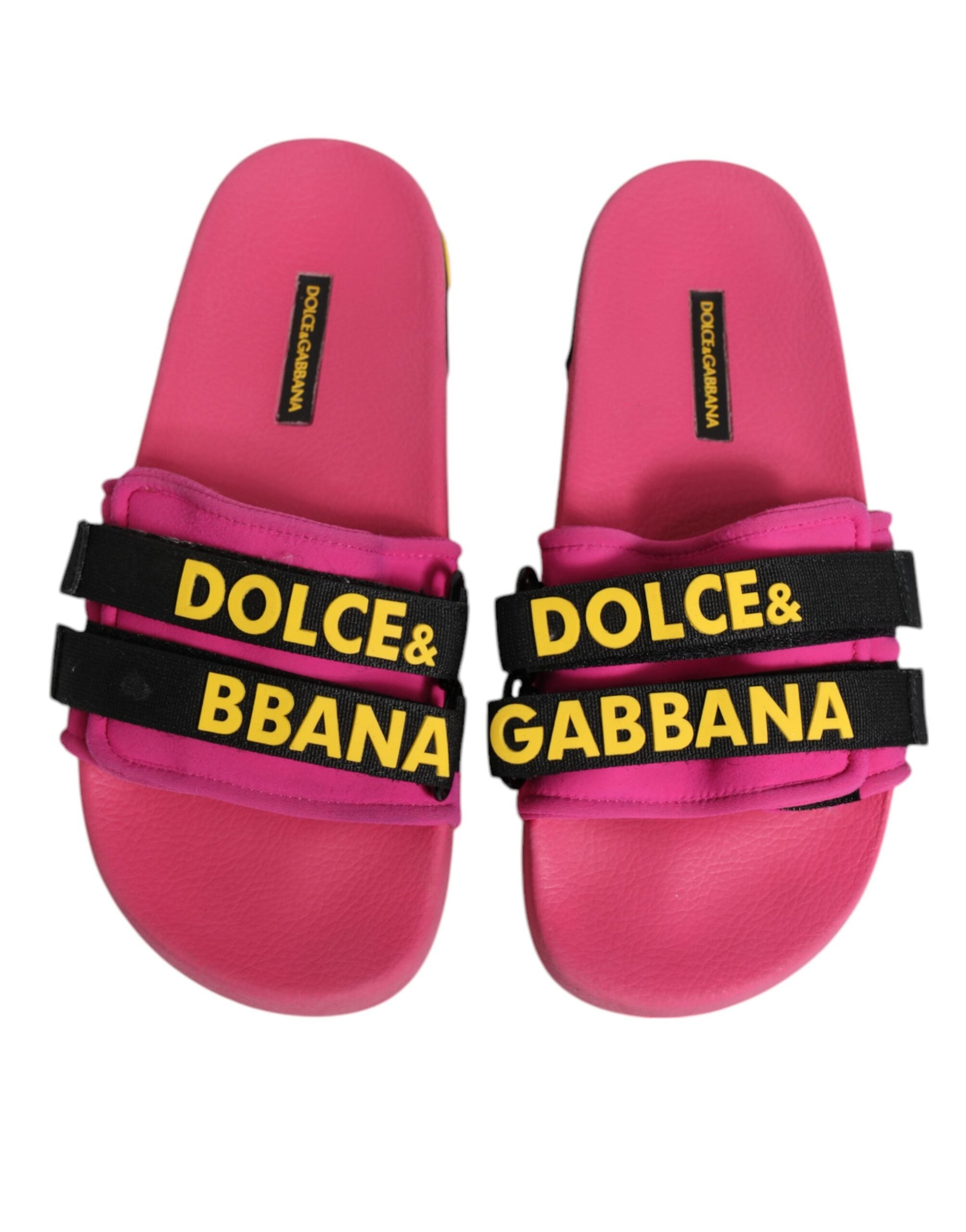 Sandales plates en néoprène fuchsia Dolce & Gabbana, chaussures d'été élégantes pour la plage, avec semelle confortable et style moderne.