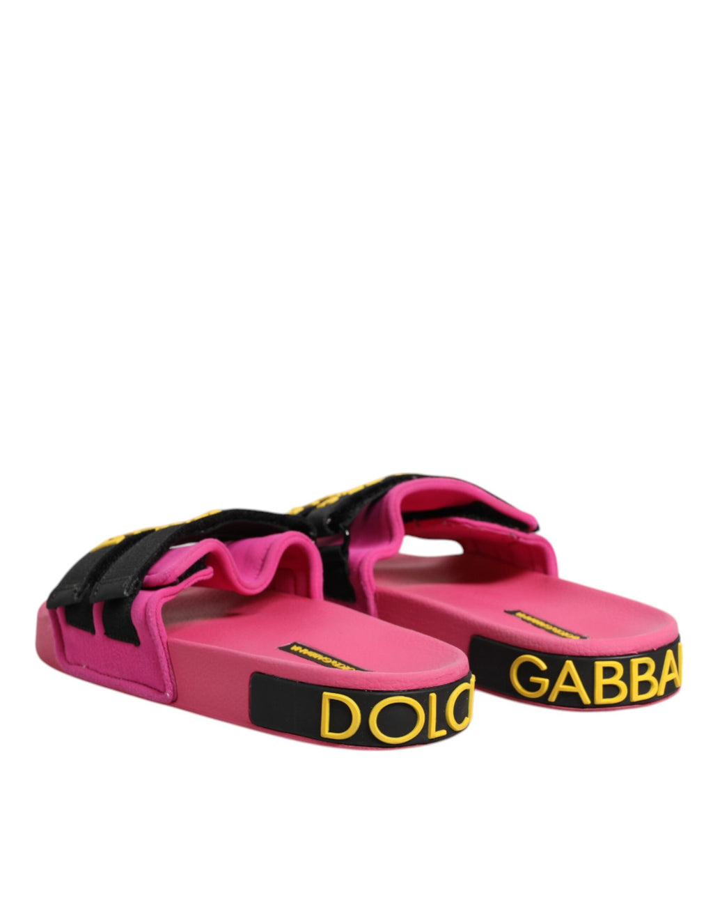 Sandales plates en néoprène fuchsia de Dolce & Gabbana, chaussures de plage élégantes et confortables pour femmes.