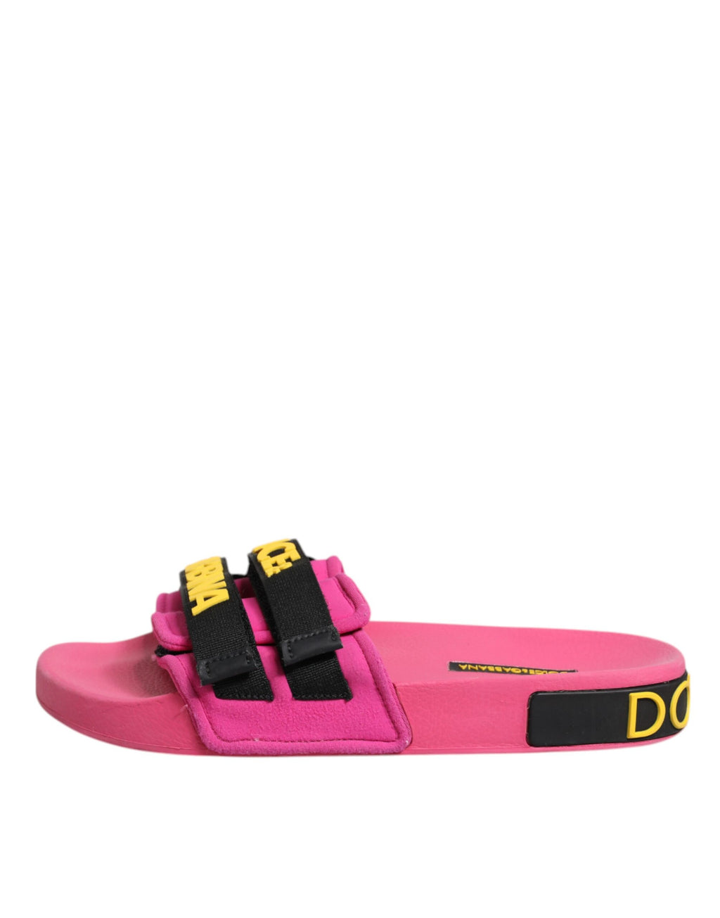 Sandales plates en néoprène fuchsia de Dolce & Gabbana, chaussures d'été pour la plage, avec design tendance et confortable.