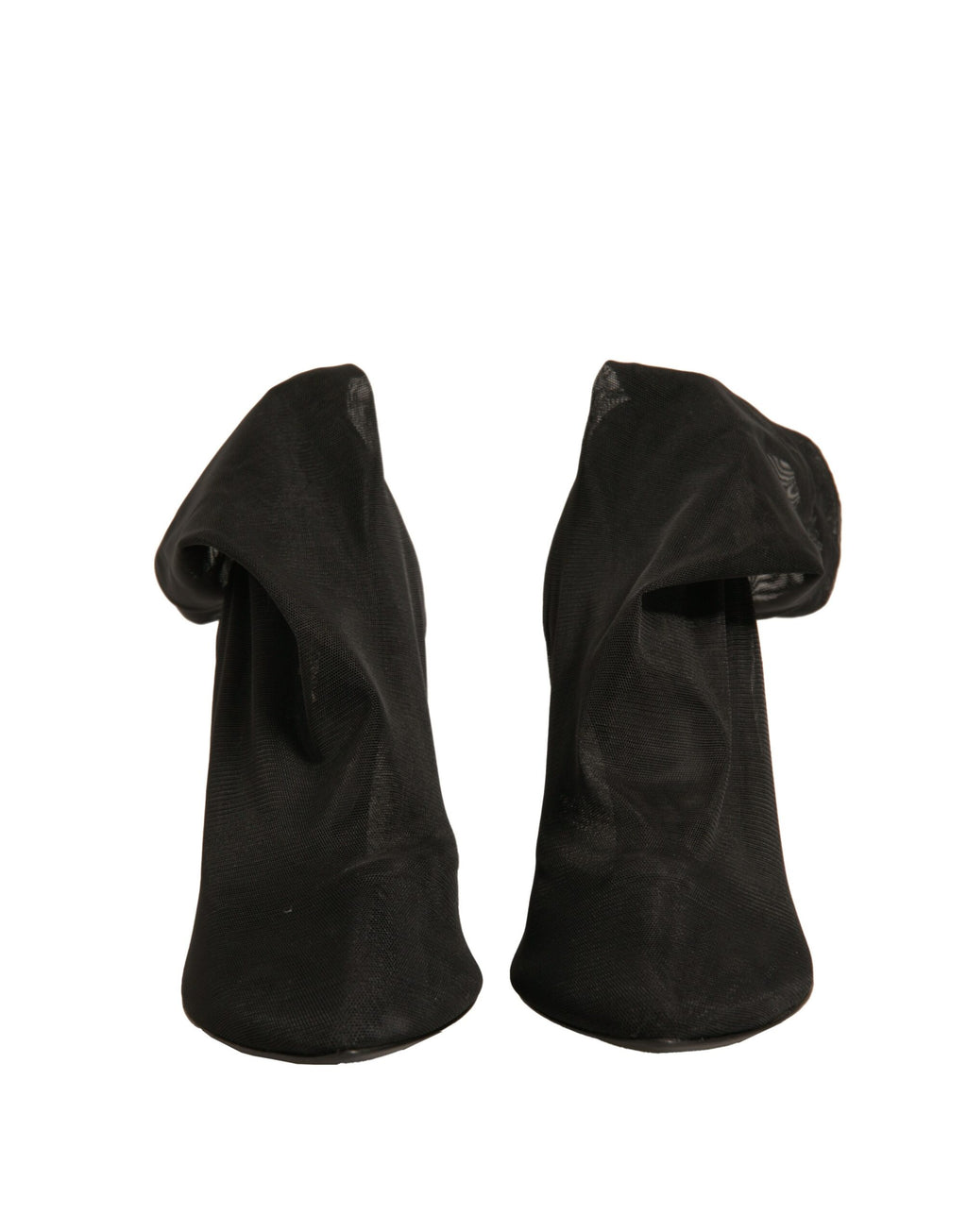 Escarpins Dolce & Gabbana en soie noire avec maille, style chaussette, chaussures à talons élégantes et sophistiquées.