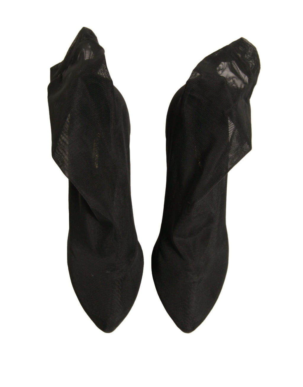 Chaussures à talons Dolce & Gabbana en soie noire avec mesh, style bottines élégantes et sophistiquées.
