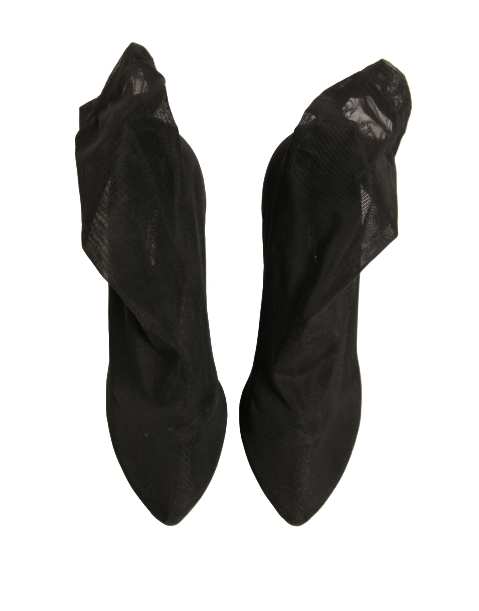 Chaussures à talons Dolce & Gabbana en soie noire avec mesh, style bottines élégantes et sophistiquées.