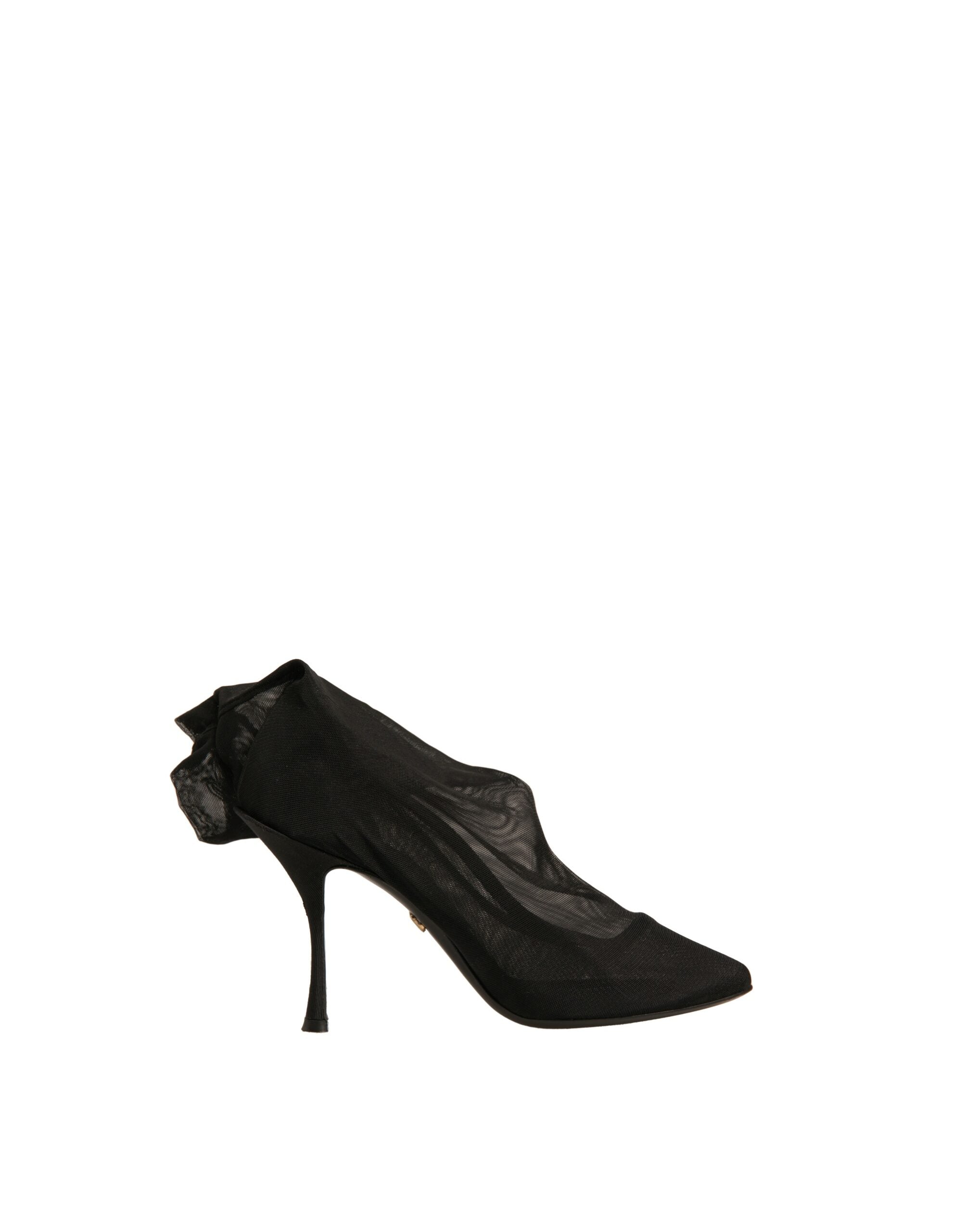 Chaussures Dolce & Gabbana noires en mesh de soie, style bottines à talons, élégantes et sophistiquées.