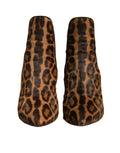 Bottes à talons en cuir stretch à motif léopard brun de Dolce & Gabbana, élégantes et tendance.