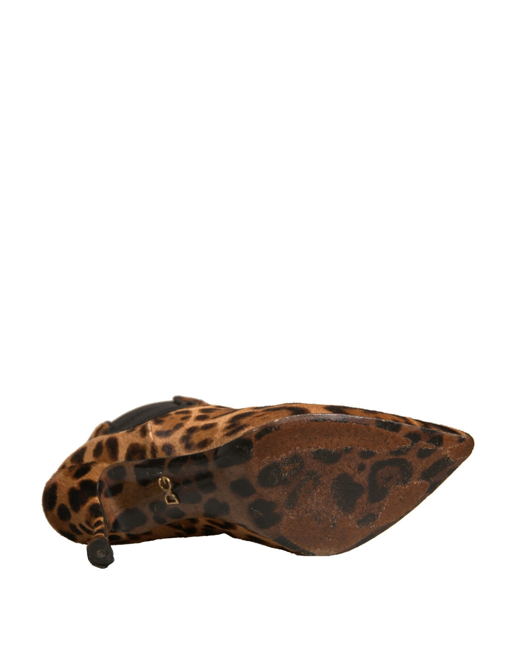 Bottes Dolce & Gabbana en cuir marron imprimé léopard, à talons stretch et design élégant.