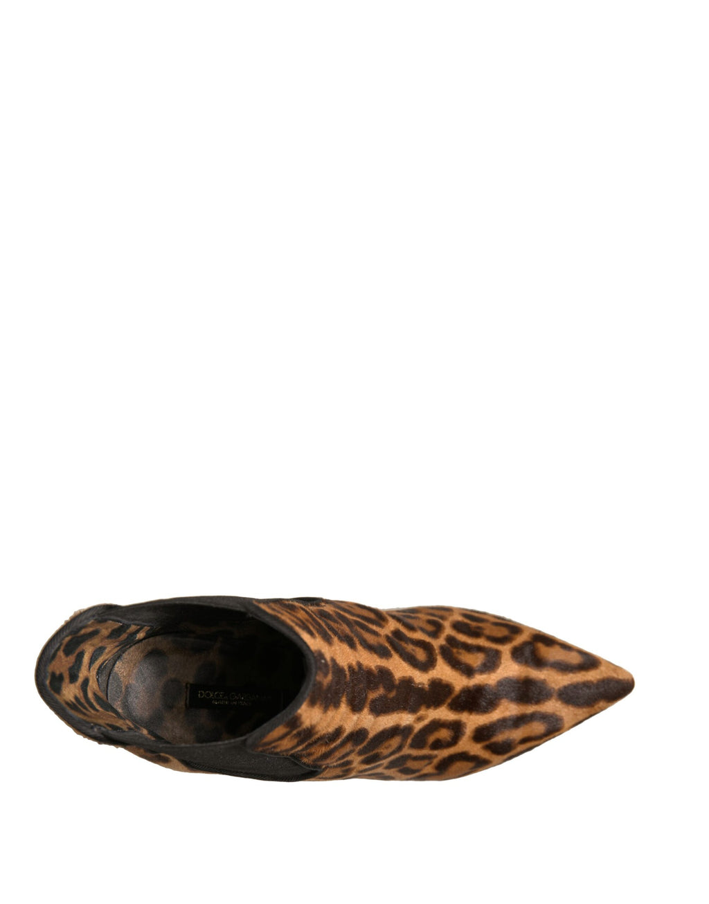 Bottes à talons en cuir beige à motifs léopard marron de Dolce & Gabbana, chaussures élégantes et extensibles.