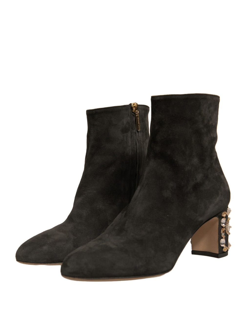 Bottes ankle Dolce & Gabbana noires à talons ornés de détails brillants et embellissements élégants.