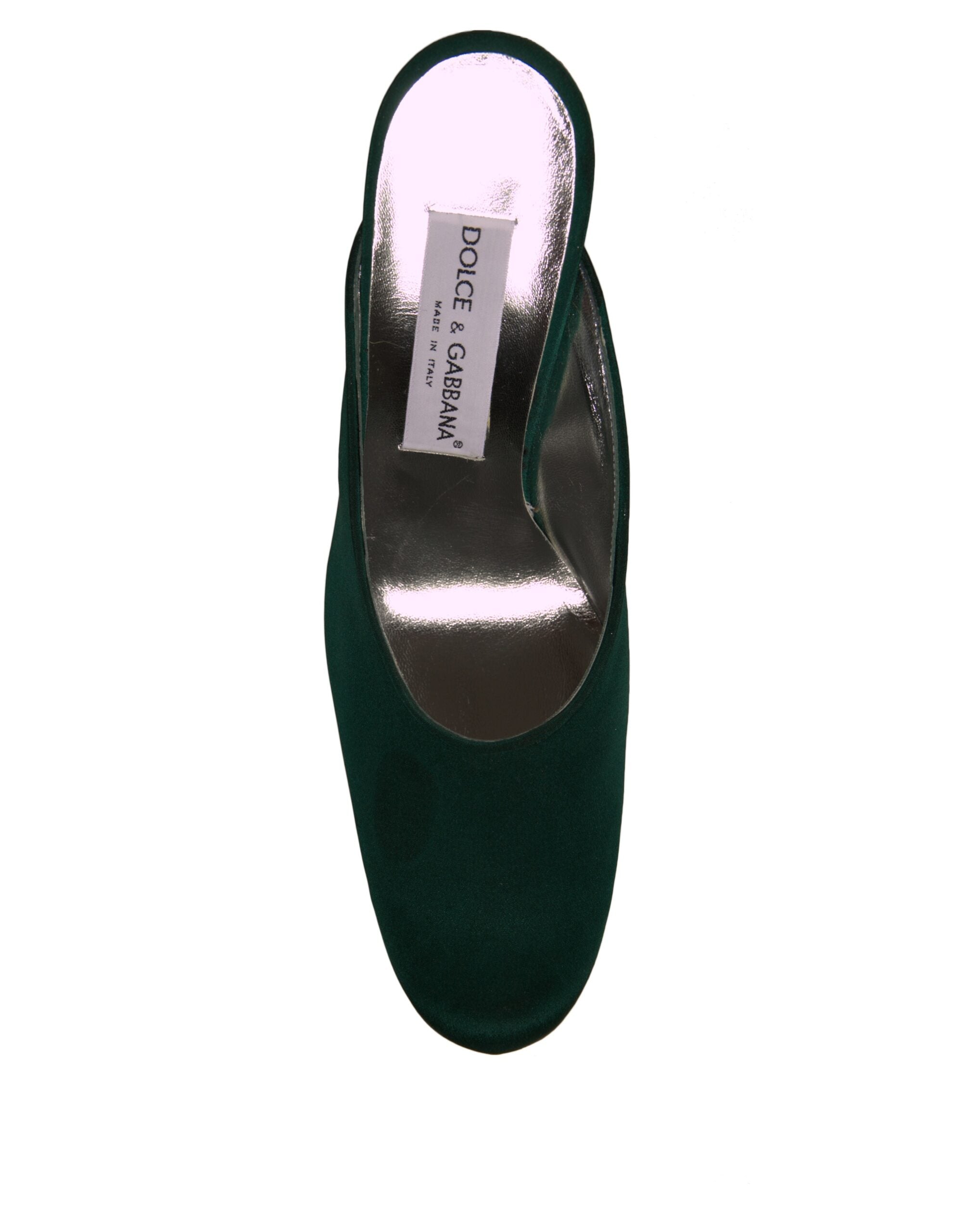 Chaussures Dolce & Gabbana en cuir suédé vert, talons hauts élégants pour femmes, vues de face.