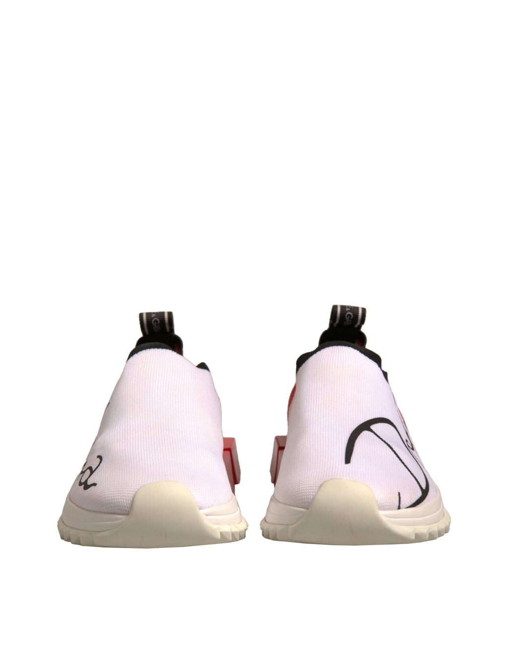 Chaussures sneakers basses blanches et rouges Dolce & Gabbana Sorrento pour femmes, vue de côté.