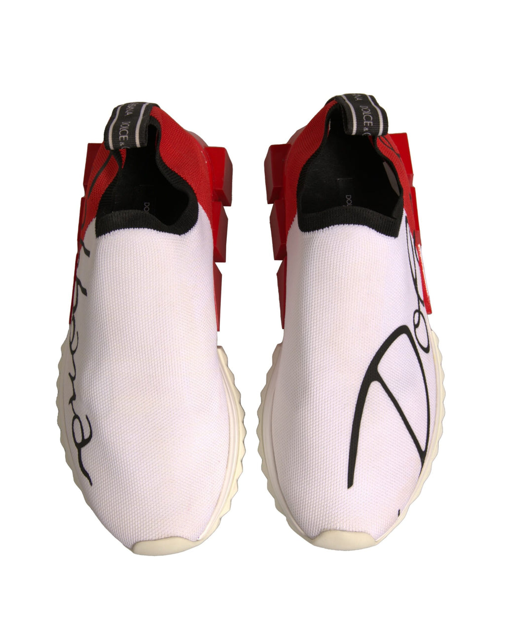 Chaussures sneakers basses Dolce & Gabbana Sorrento blanches et rouges, style décontracté, vue de face.