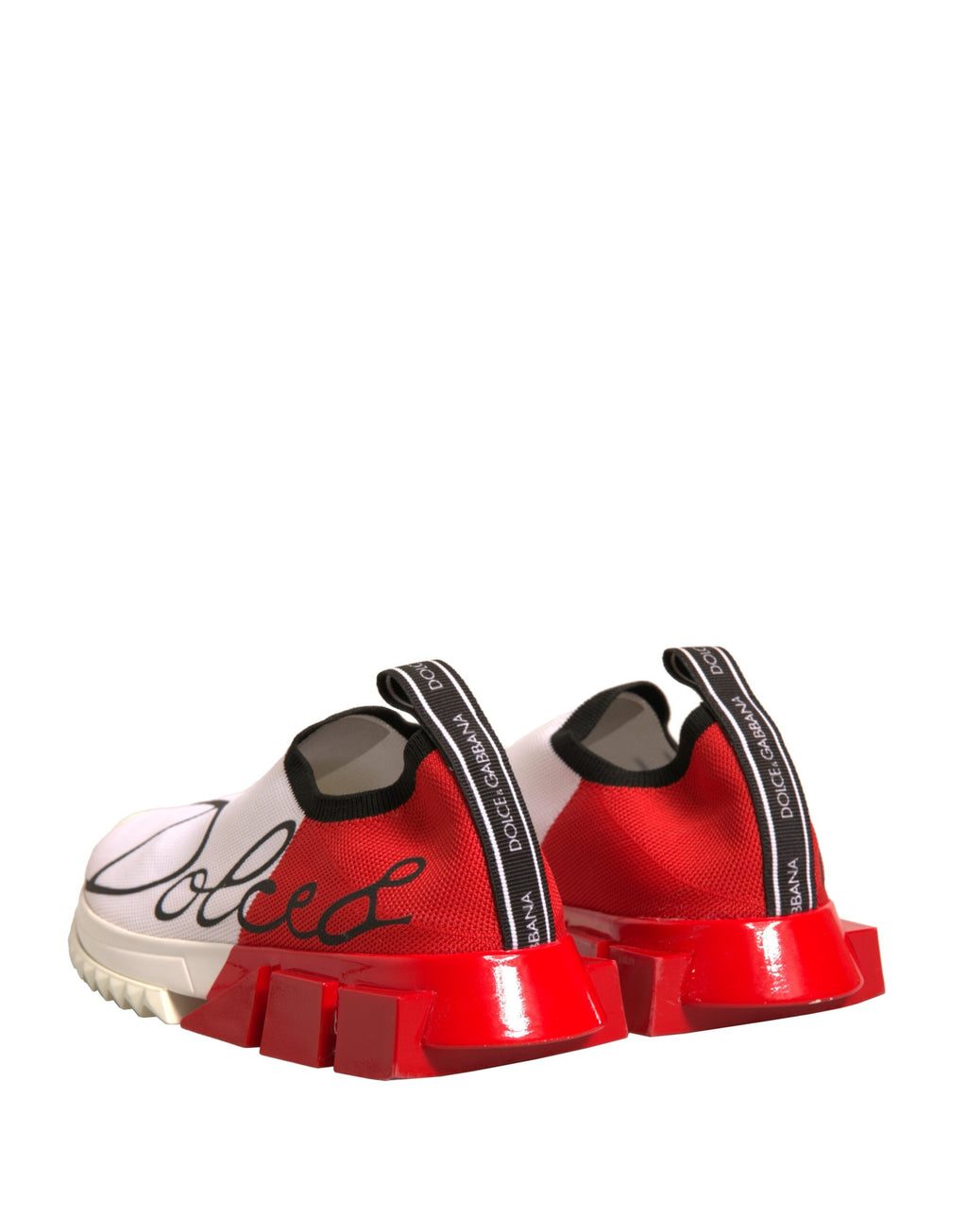 Chaussures basses blanches et rouges Dolce & Gabbana Sorrento, sneakers élégants avec design coloré et détails modernes.