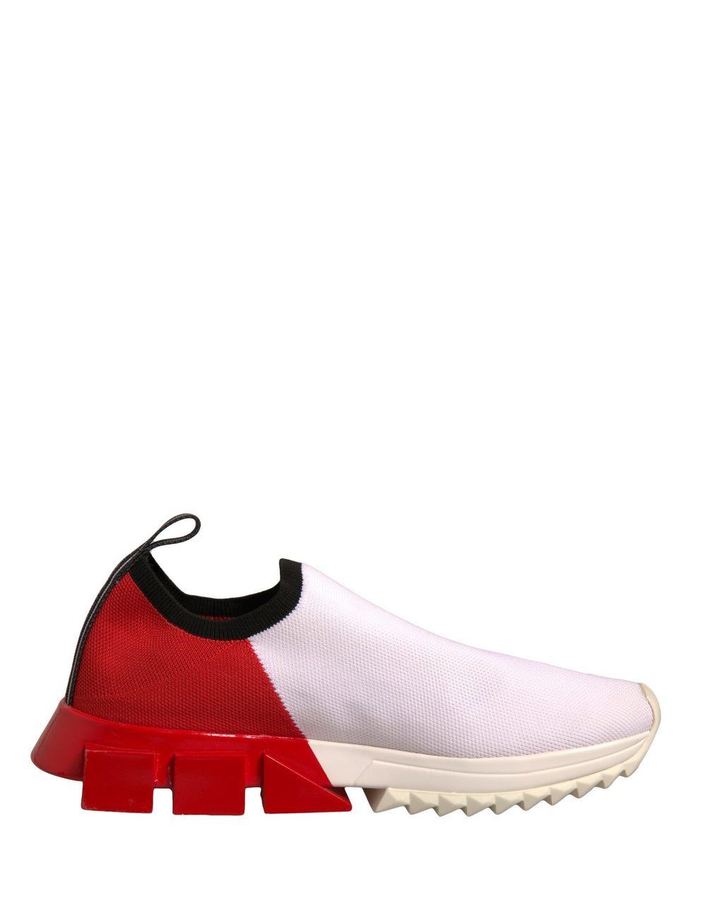 Chaussures sneakers basses Dolce & Gabbana Sorrento blanches et rouges, chaussure de sport élégante avec design coloré.