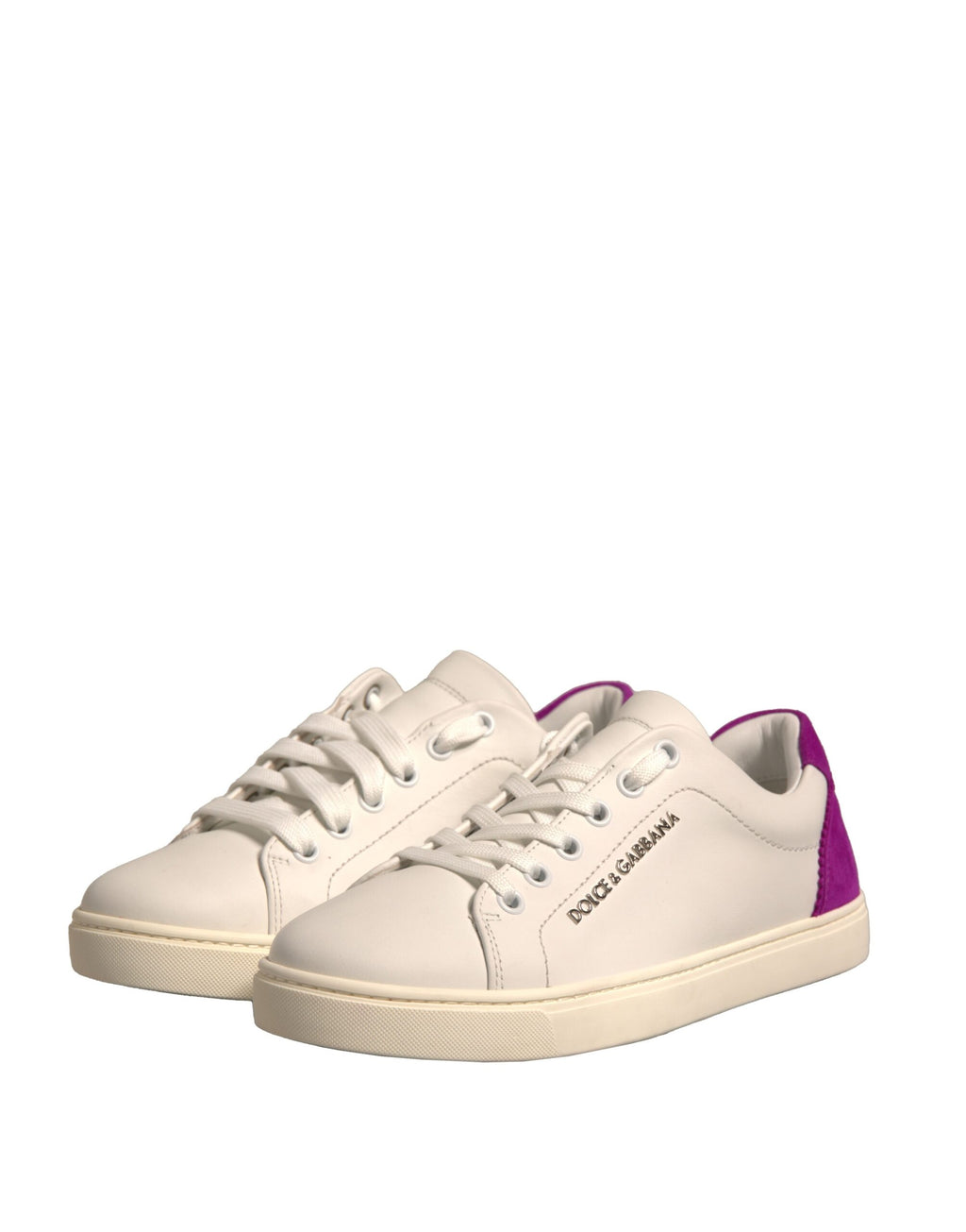 Chaussures sneakers basses en cuir suédé blanc de Dolce & Gabbana, style élégant et moderne pour homme.