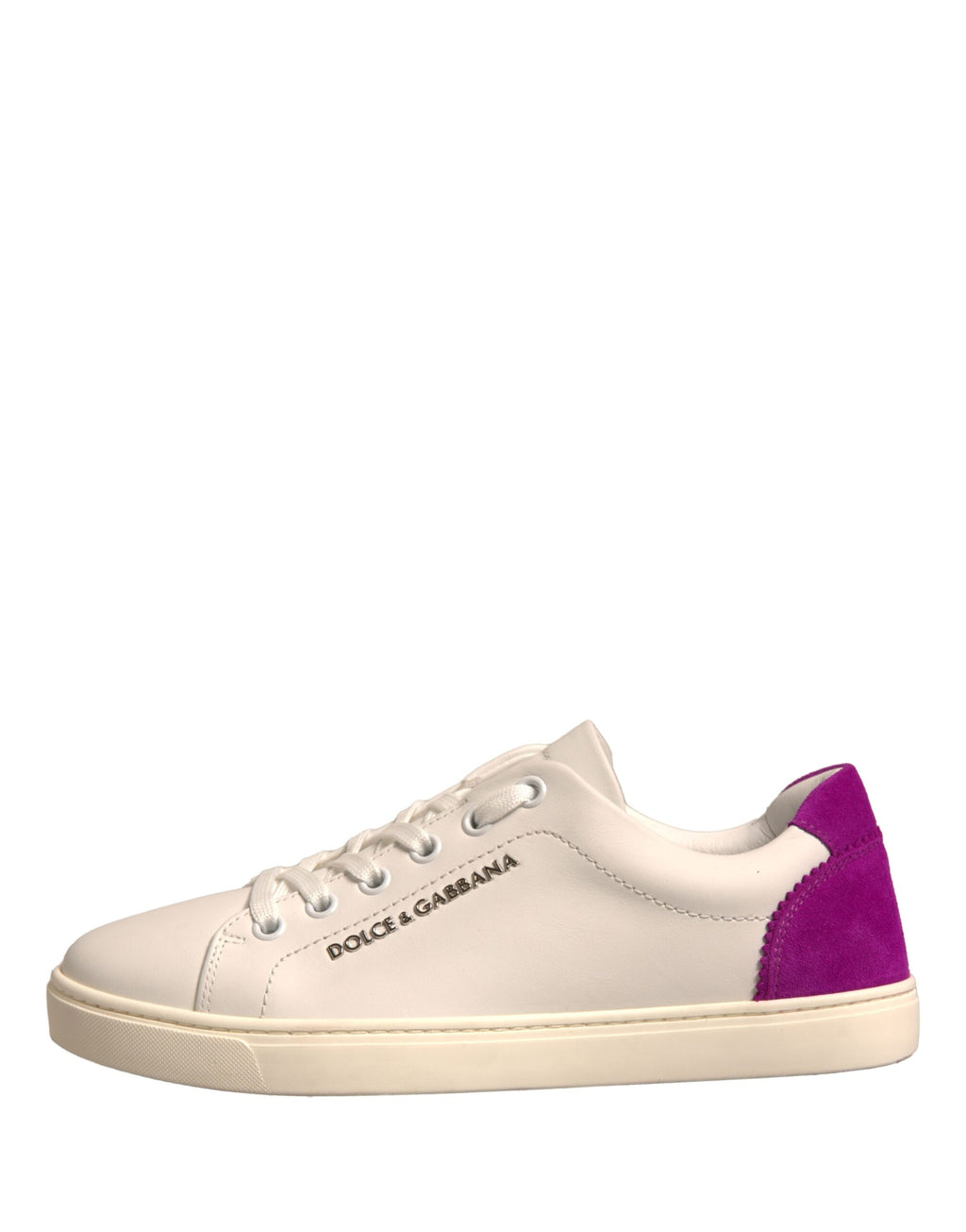 Chaussures sneakers basses en daim blanc de Dolce & Gabbana, chaussures de luxe pour homme ou femme.